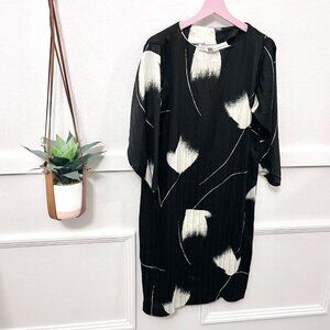 Vintage Pierre Balmain Black White Floral Contemporary Printed Dress Size 6